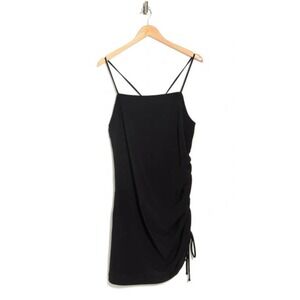 Sophie Rue Womens Black Mini Dress Side Ruched Sleeveless Size L Party Cocktail
